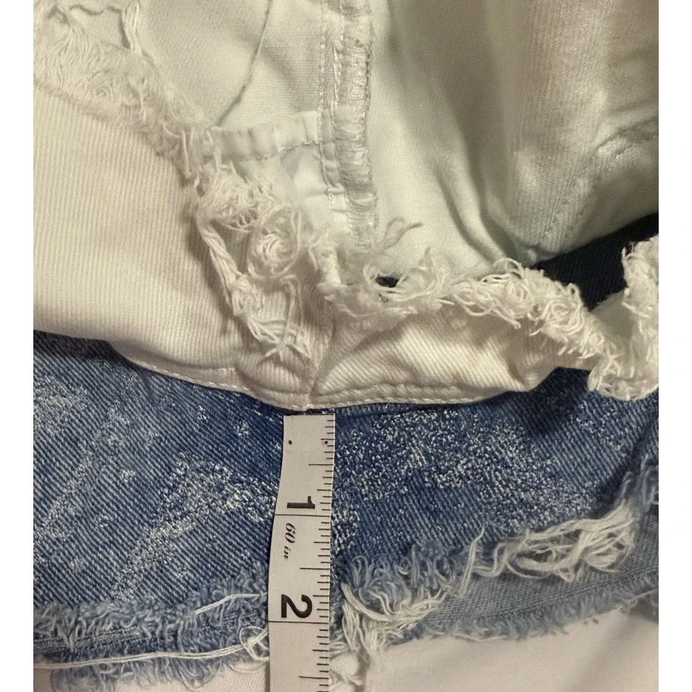 Pacsun Carpenter Shorts Womens 27/2 Festival Denim White Cut Offs Cotton Raw Hem